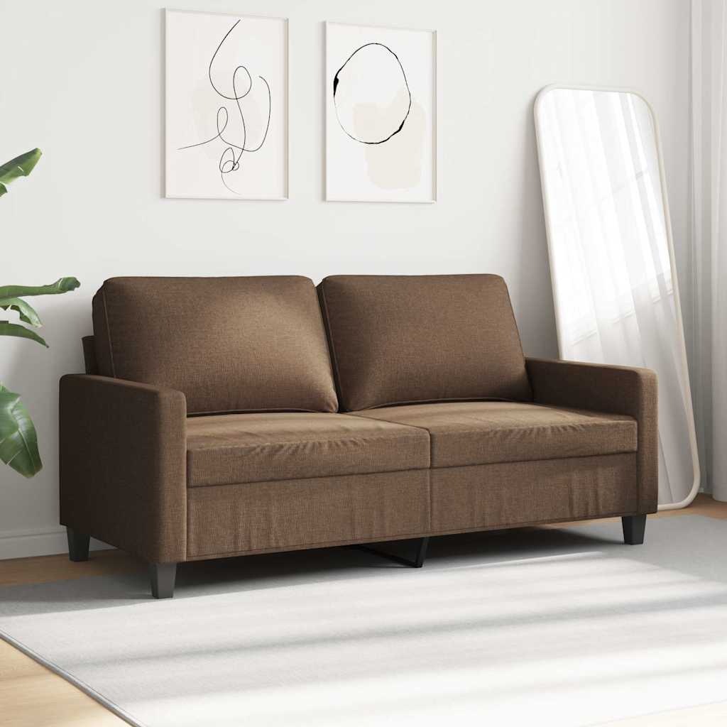 Divano a 2 Posti Marrone 140 cm in Tessuto | homemem39