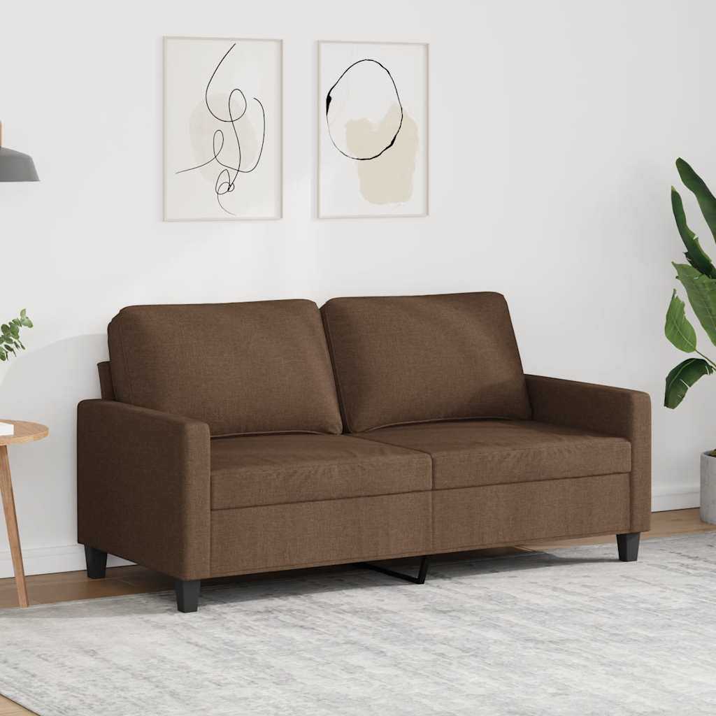 Divano a 2 Posti Marrone 140 cm in Tessuto | homemem39