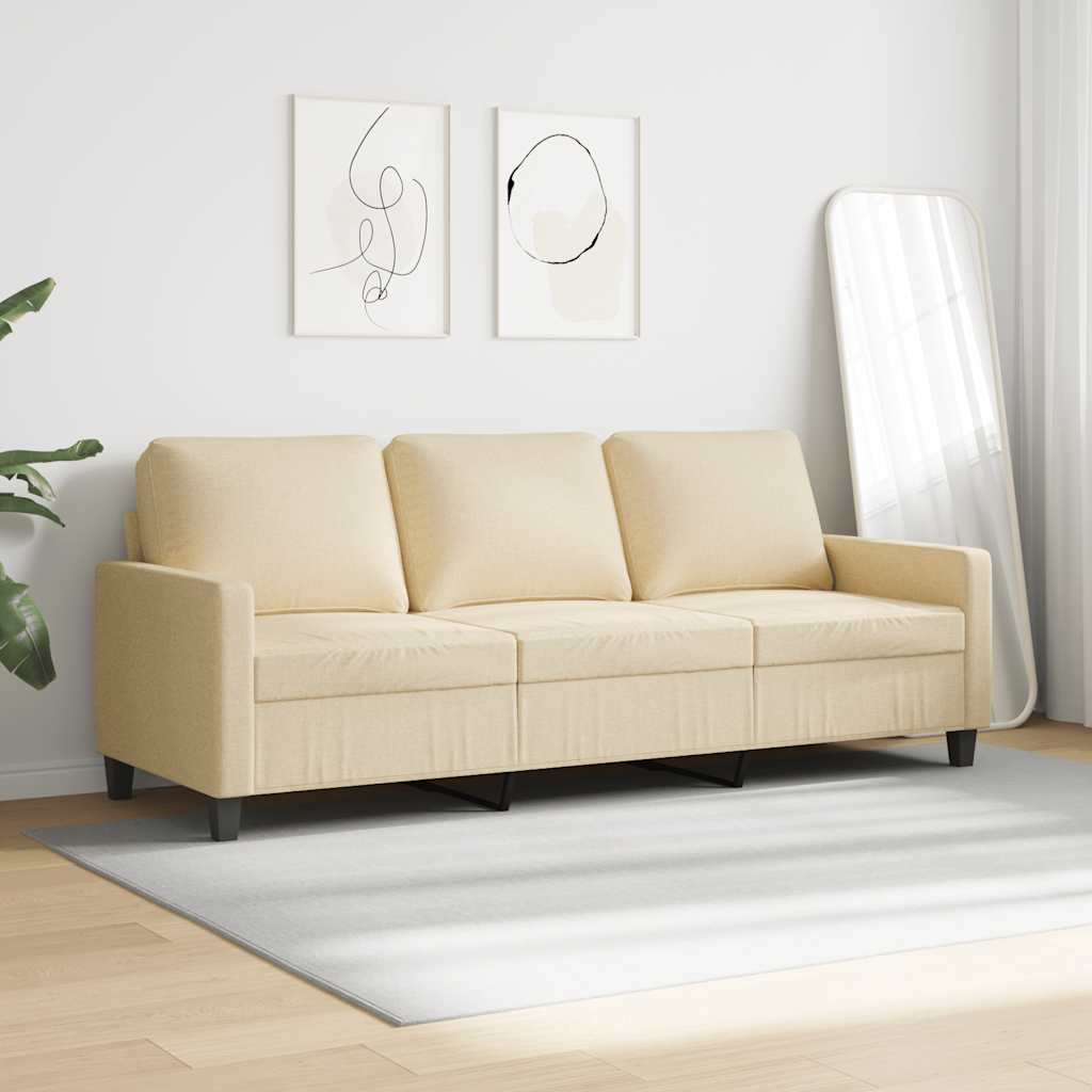 Divano a 3 Posti Crema 180 cm in Tessuto | homemem39