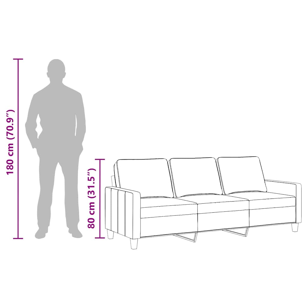 Divano a 3 Posti Crema 180 cm in Tessuto | homemem39
