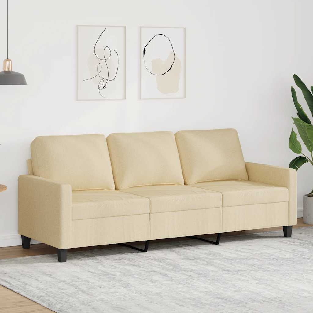 Divano a 3 Posti Crema 180 cm in Tessuto | homemem39
