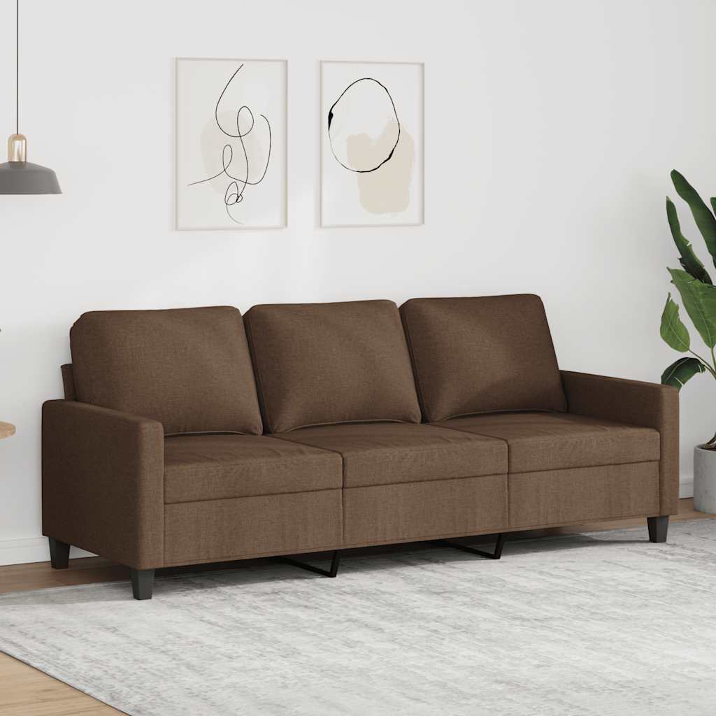 Divano a 3 Posti Marrone 180 cm in Tessuto | homemem39