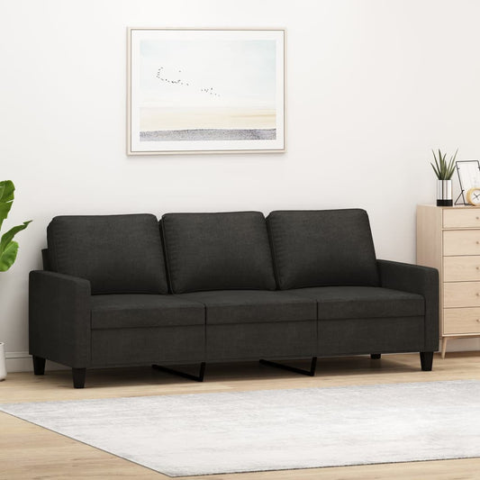 3-Seater Black Sofa 180 cm in Fabric