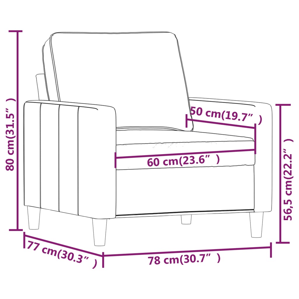 Poltrona Grigio Chiaro 60 cm Velluto | homemem39