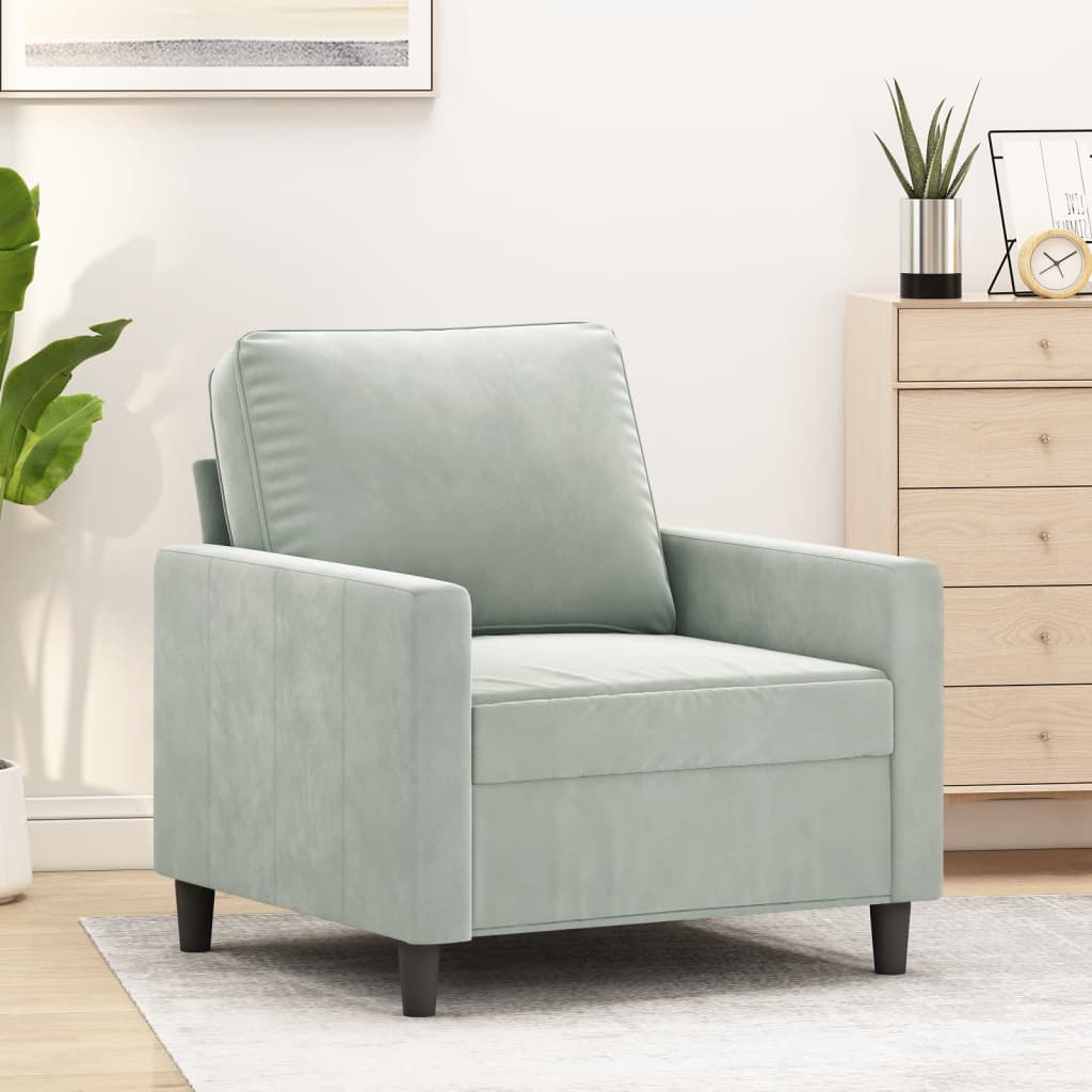 Poltrona Grigio Chiaro 60 cm Velluto | homemem39