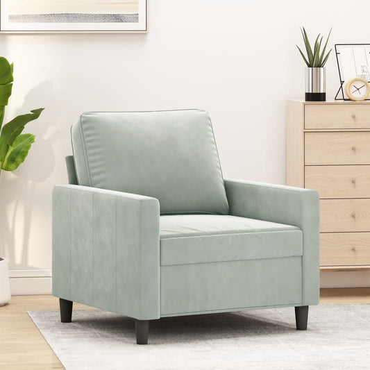 Poltrona Grigio Chiaro 60 cm Velluto | homemem39