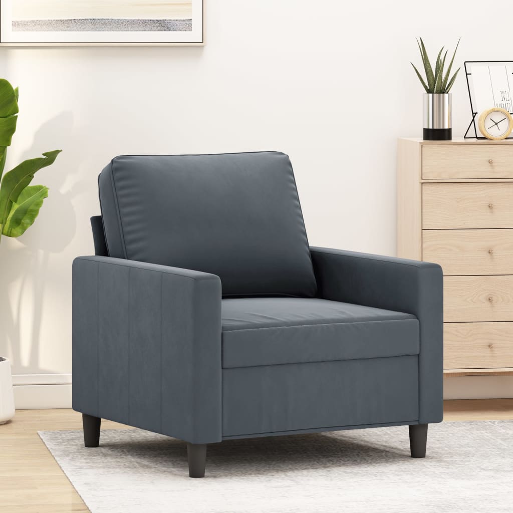 Poltrona Grigio Scuro 60 cm Velluto | homemem39