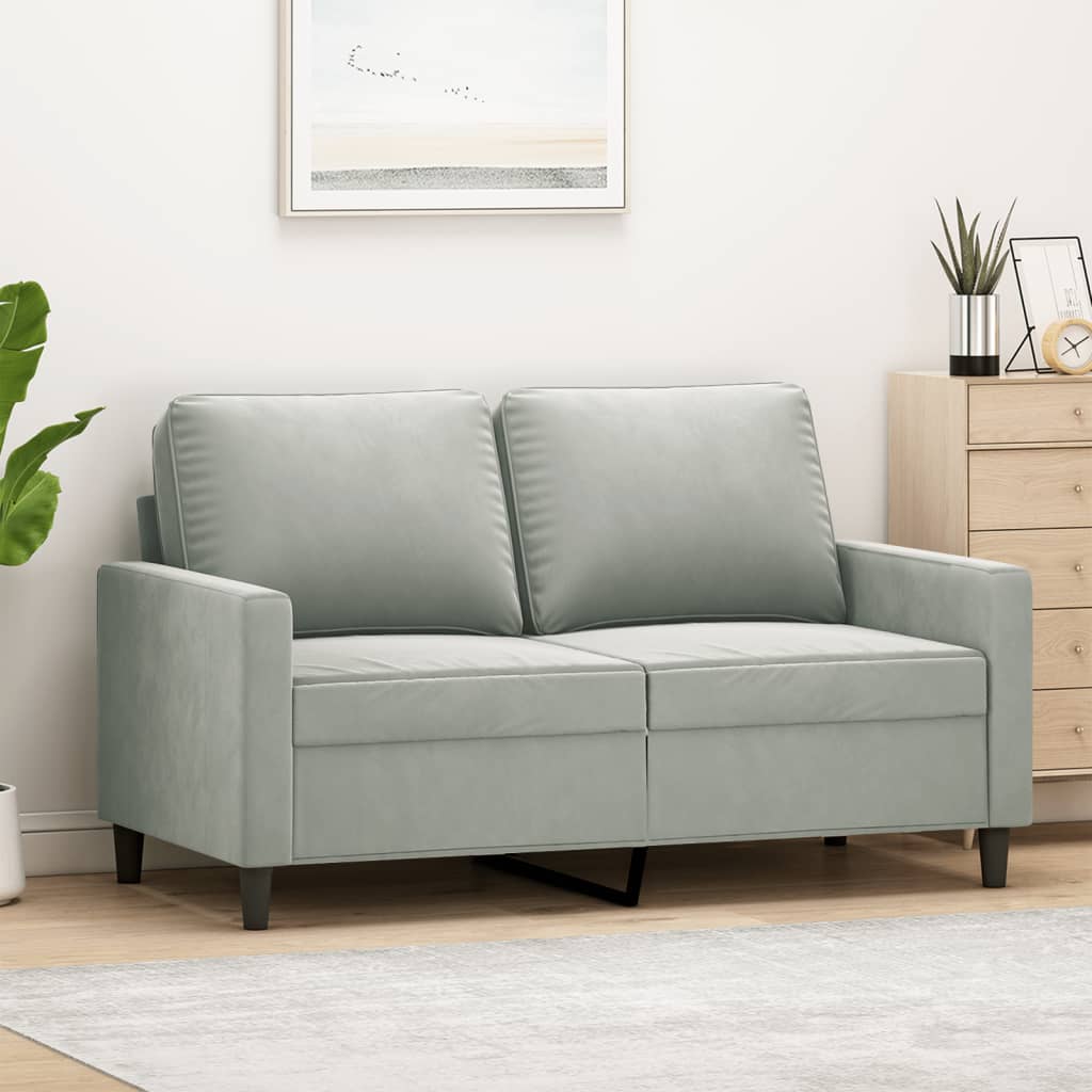 Divano a 2 Posti Grigio Chiaro 120 cm in Velluto | homemem39