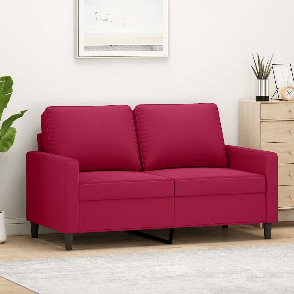 Divano a 2 Posti Rosso Vino 120 cm in Velluto | homemem39