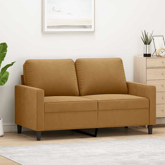 Divano a 2 Posti marrone 120 cm in Velluto | homemem39