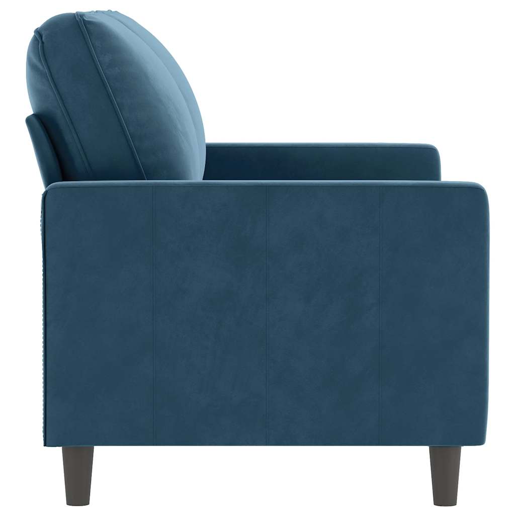 Divano a 2 Posti Blu 120 cm in Velluto