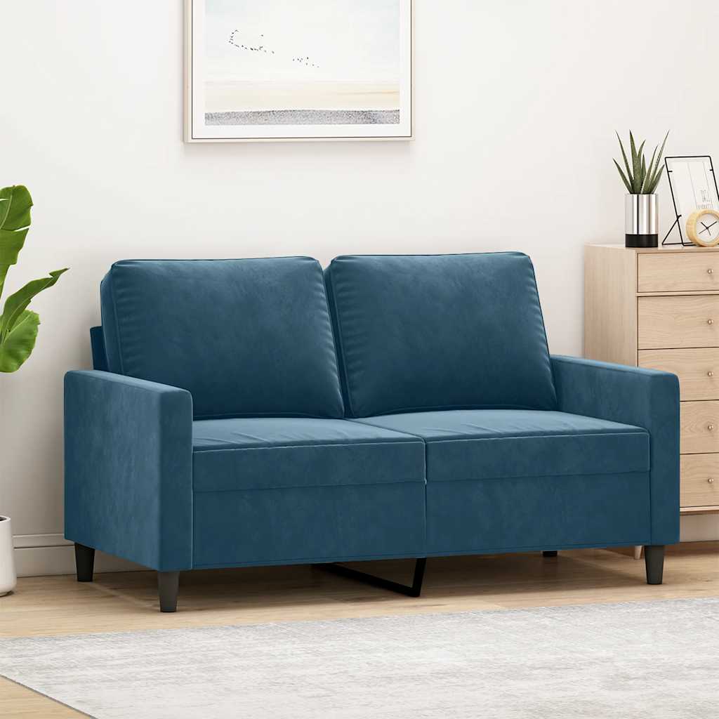 Divano a 2 Posti Blu 120 cm in Velluto | homemem39