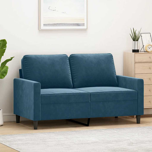 Divano a 2 Posti Blu 120 cm in Velluto | homemem39