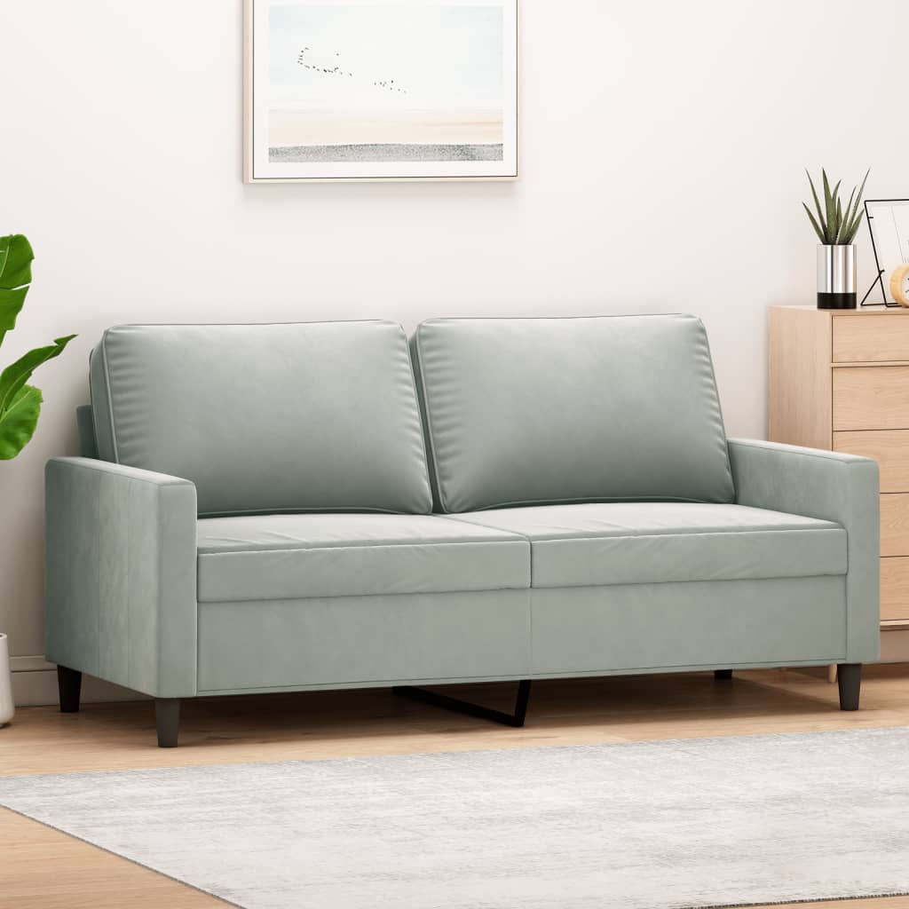 Divano a 2 Posti Grigio Chiaro 140 cm in Velluto - homemem39