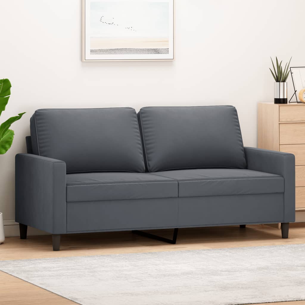 Divano a 2 Posti grigio scuro140 cm in Velluto - homemem39