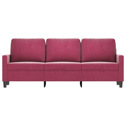 Divano a 3 Posti Rosso Vino 180 cm in Velluto - homemem39