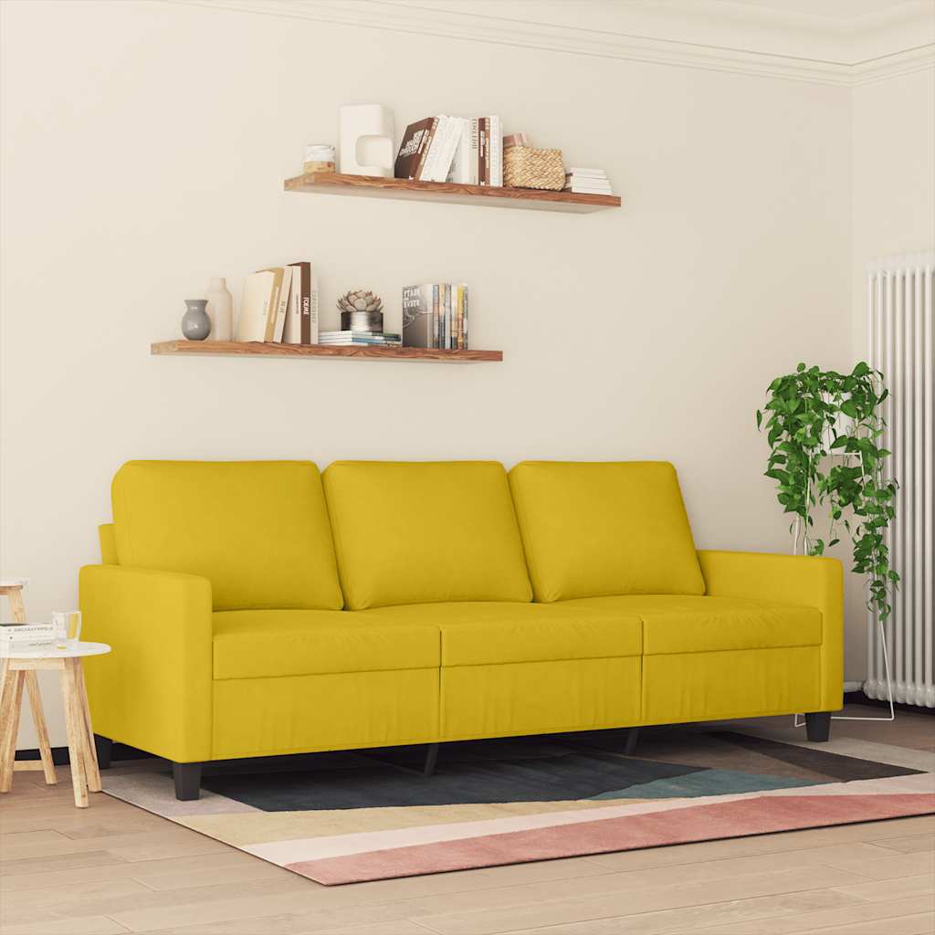 Divano a 3 Posti Giallo 180 cm in Velluto | homemem39