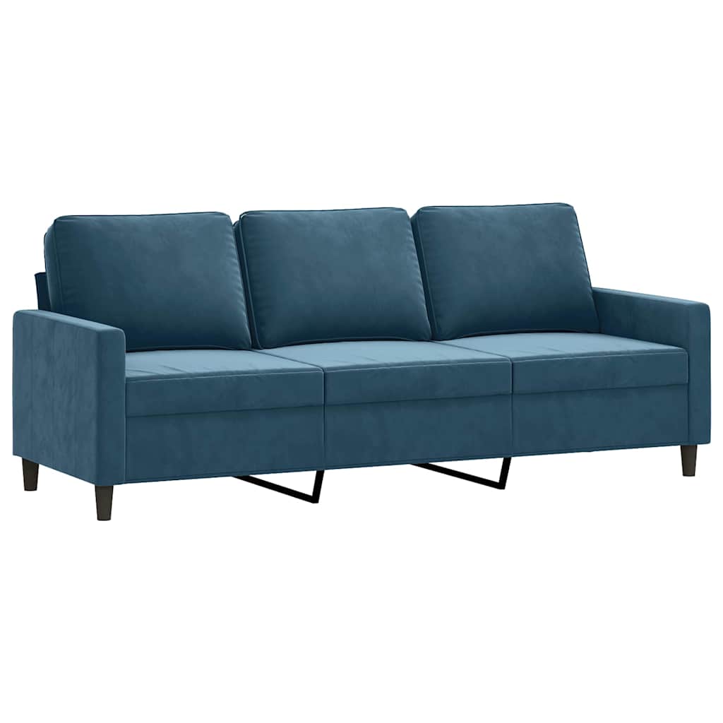 Divano a 3 Posti Blu 180 cm in Velluto | homemem39