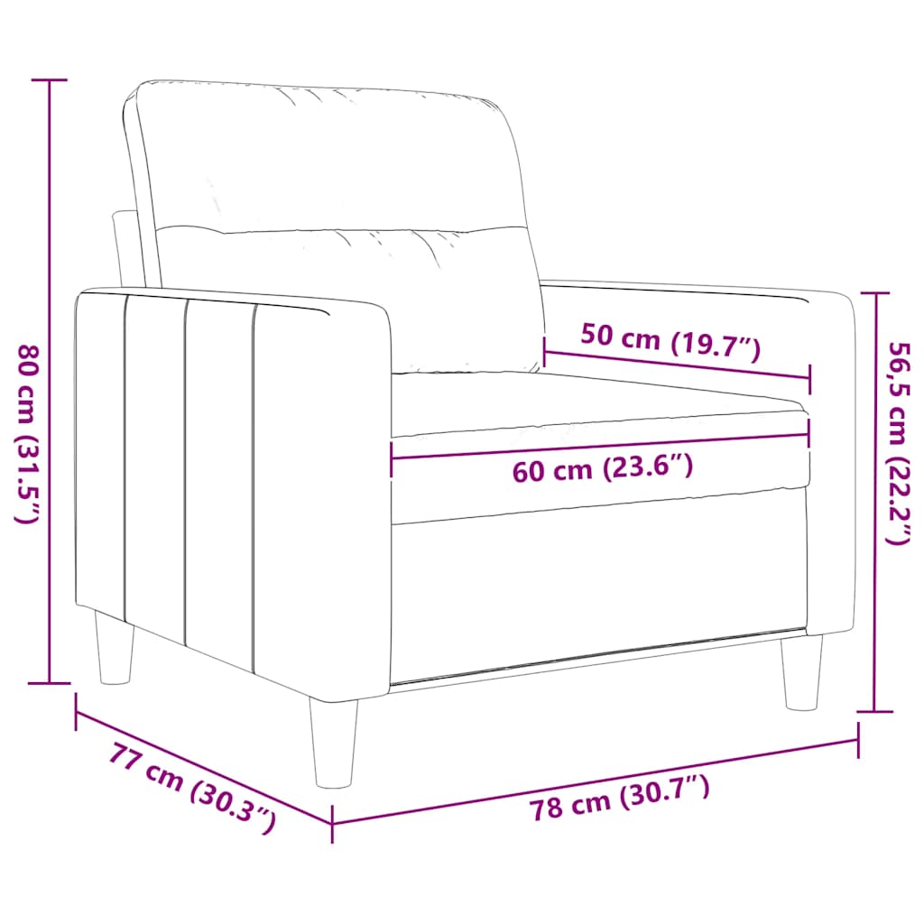 Poltrona Grigio Chiaro 60 cm in Tessuto | homemem39