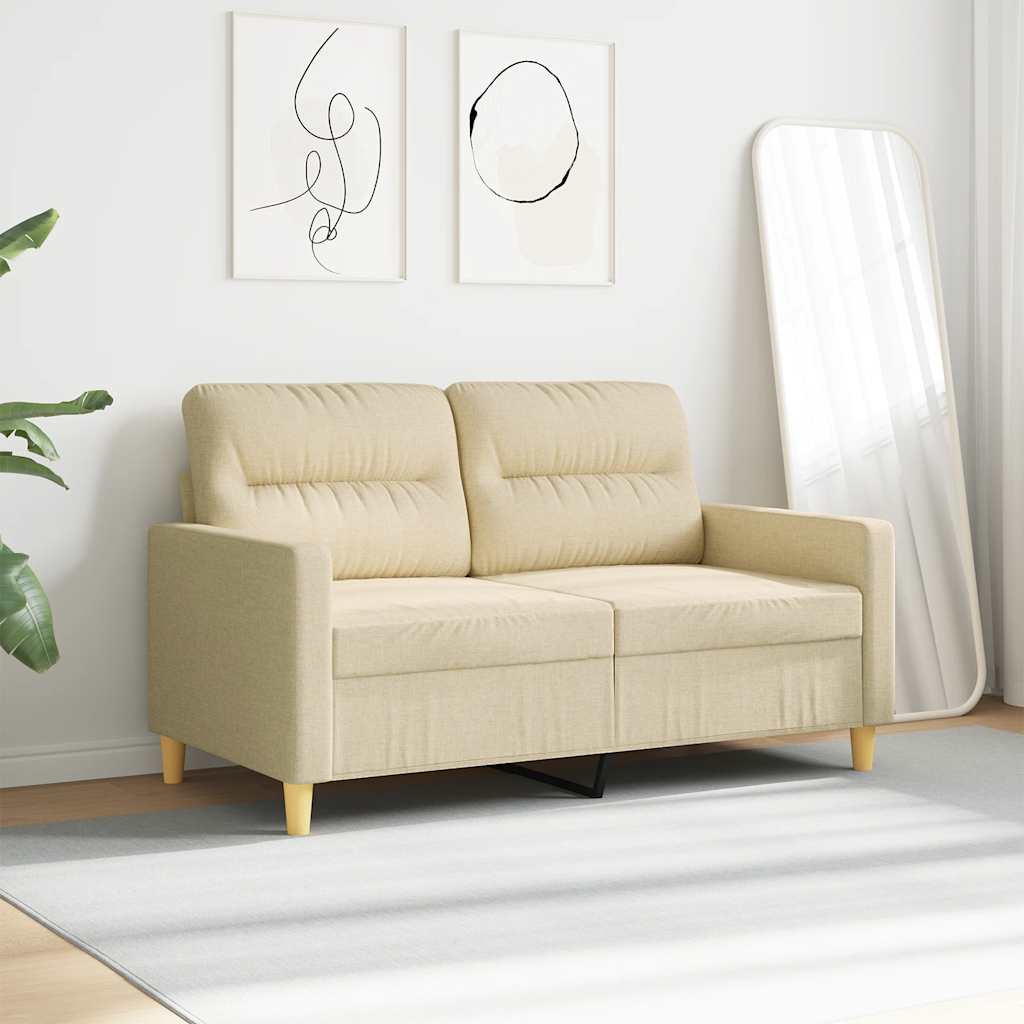 Divano a 2 Posti Crema 120 cm in Tessuto | homemem39