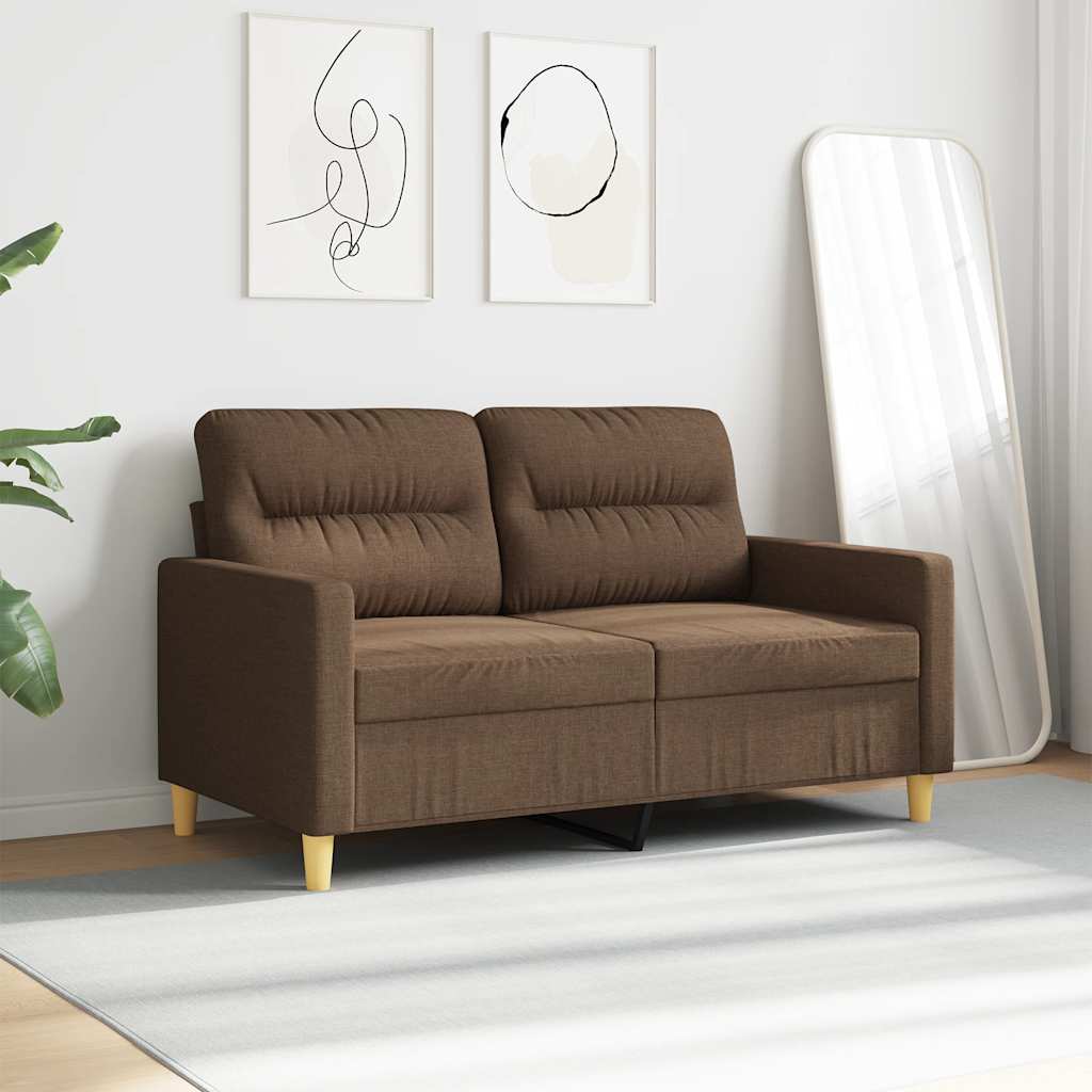 Divano a 2 Posti Marrone 120 cm in Tessuto | homemem39
