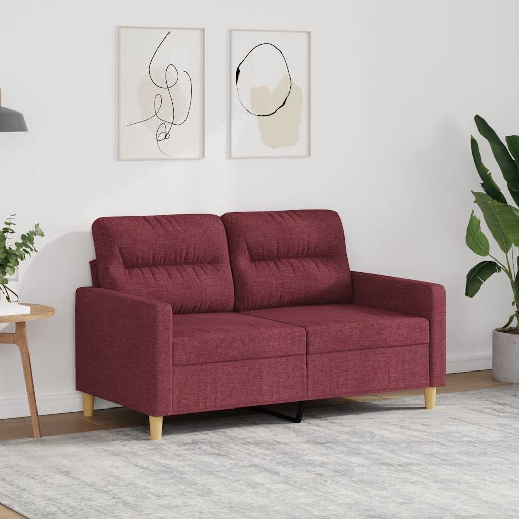 Divano a 2 Posti Rosso Vino 120 cm in Tessuto | homemem39