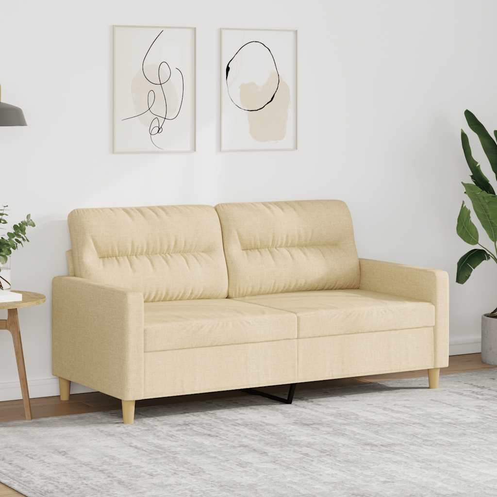Divano a 2 Posti Crema 140 cm in Tessuto | homemem39