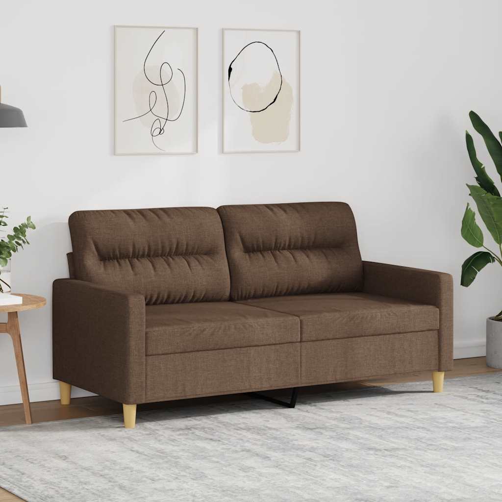Divano a 2 Posti Marrone 140 cm in Tessuto | homemem39