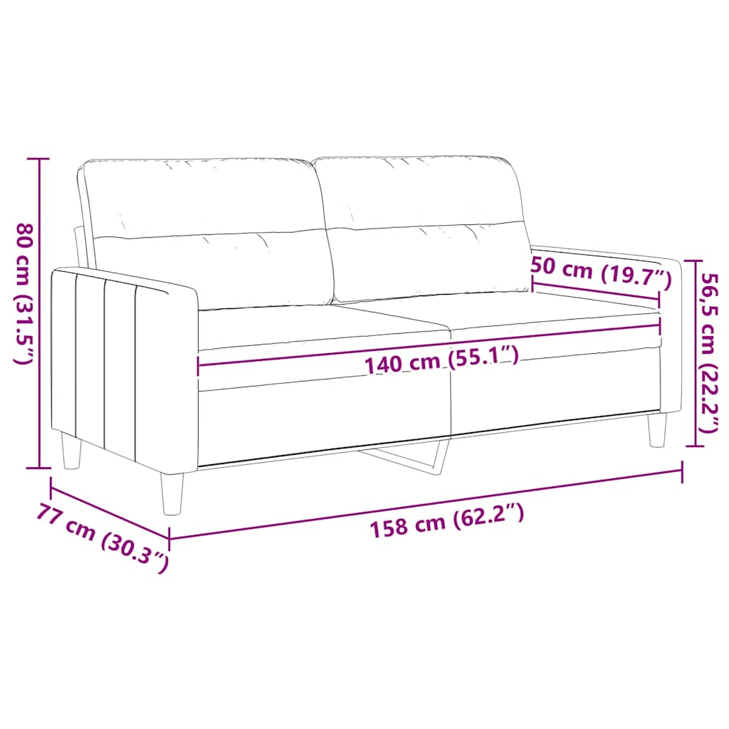 Divano a 2 Posti Nero 120 cm in Tessuto | homemem39