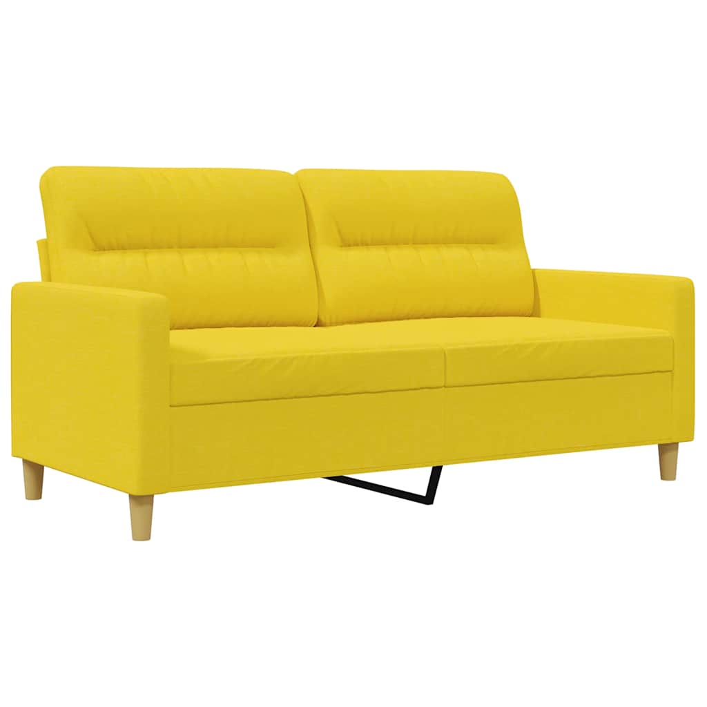 Divano a 2 Posti Giallo Chiaro 140 cm in Tessuto | homemem39
