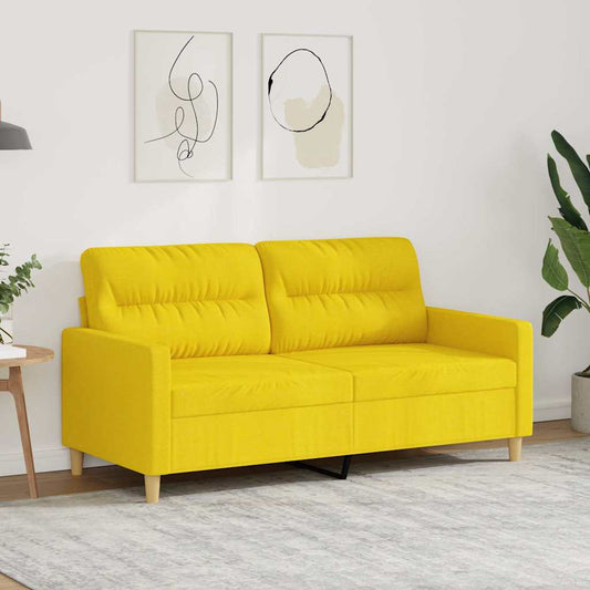 Divano a 2 Posti Giallo Chiaro 140 cm in Tessuto | homemem39