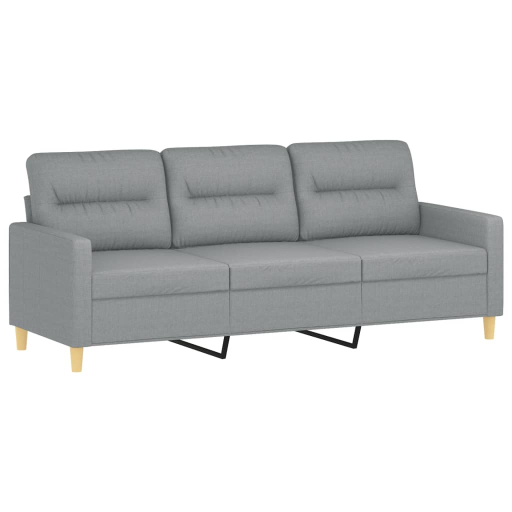 Divano a 3 Posti Grigio Chiaro 180 cm in Tessuto - homemem39