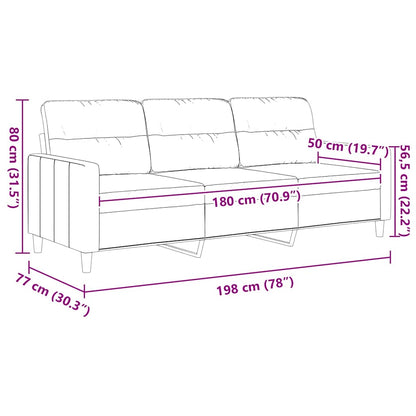Divano a 3 Posti Grigio Chiaro 180 cm in Tessuto | homemem39