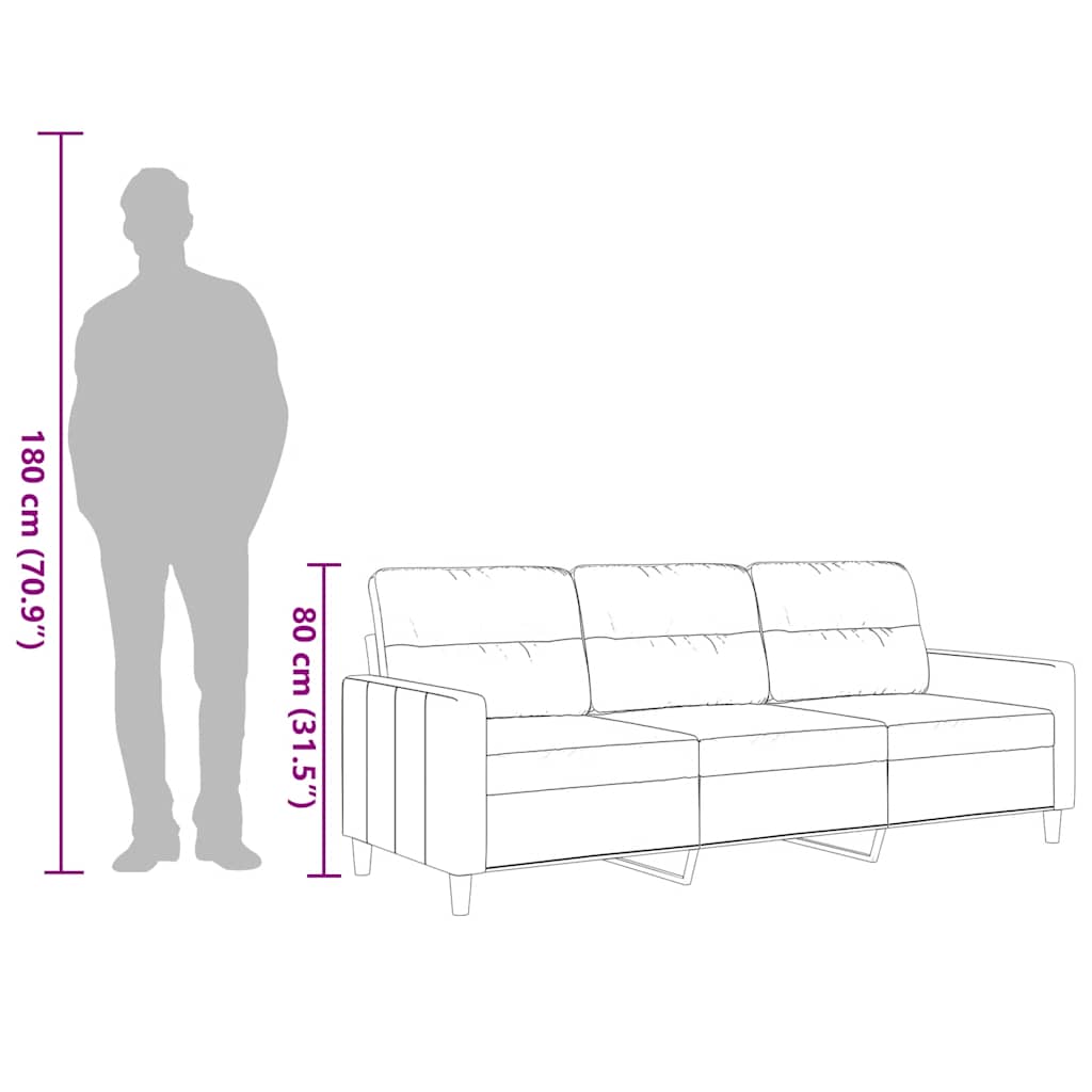 Divano a 3 Posti Grigio Chiaro 180 cm in Tessuto | homemem39