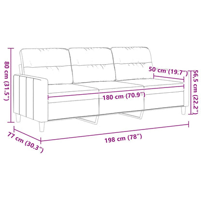 Divano a 3 Posti Crema 180 cm in Tessuto | homemem39