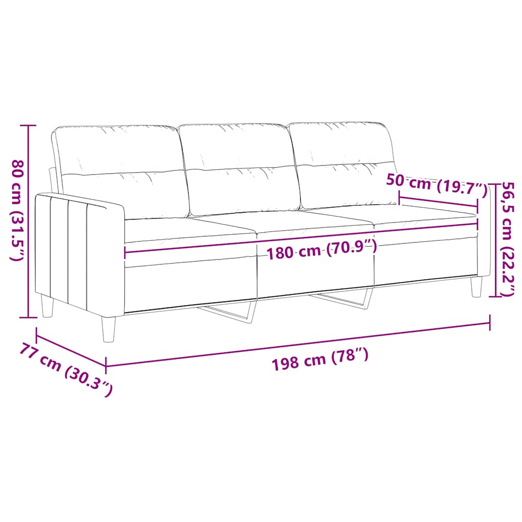 Divano a 3 Posti Marrone 180 cm in Tessuto | homemem39