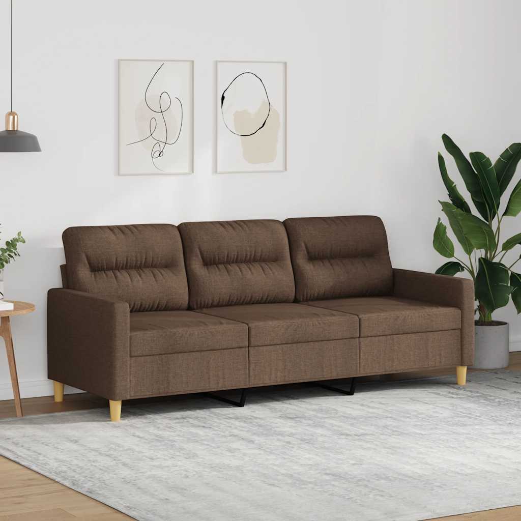 Divano a 3 Posti Marrone 180 cm in Tessuto | homemem39