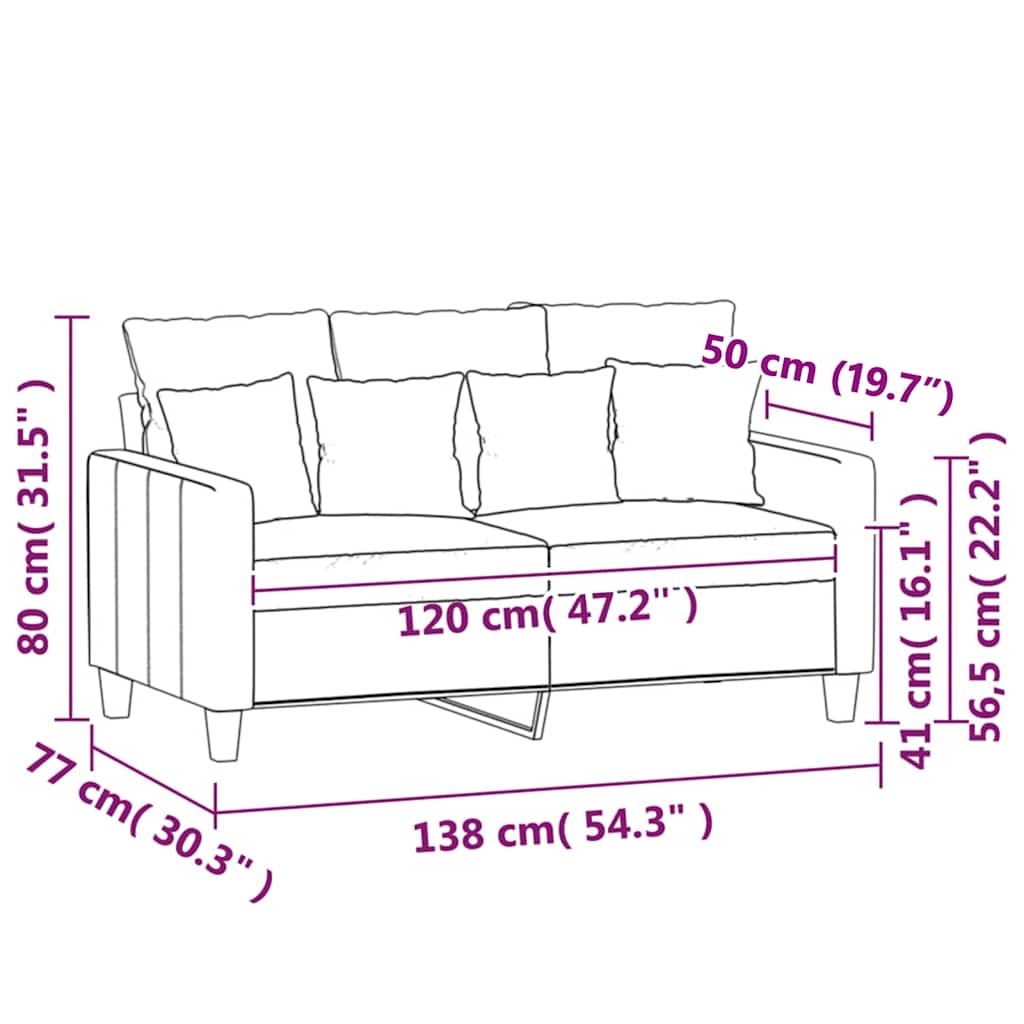 Divano a 2 Posti Crema 120 cm in Tessuto | homemem39