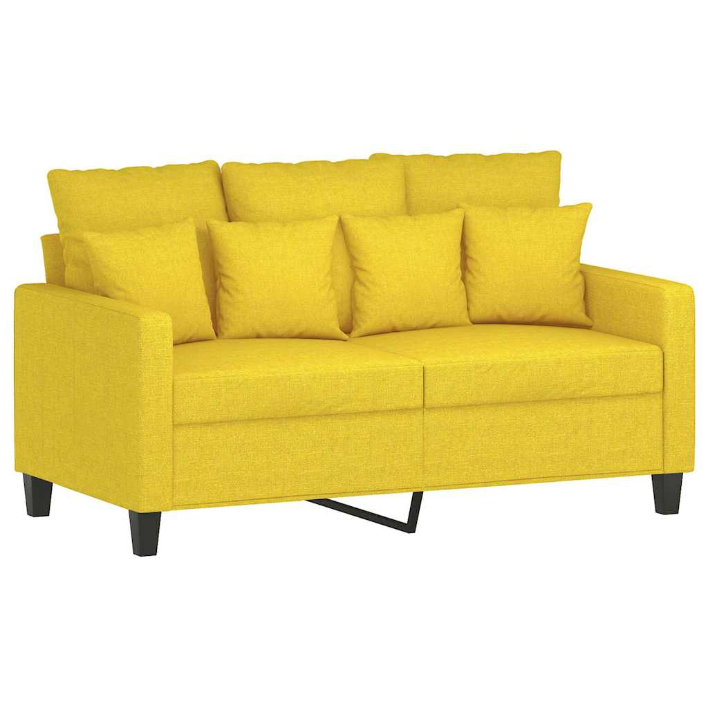 Divano a 2 Posti Giallo Chiaro 120 cm in Tessuto | homemem39