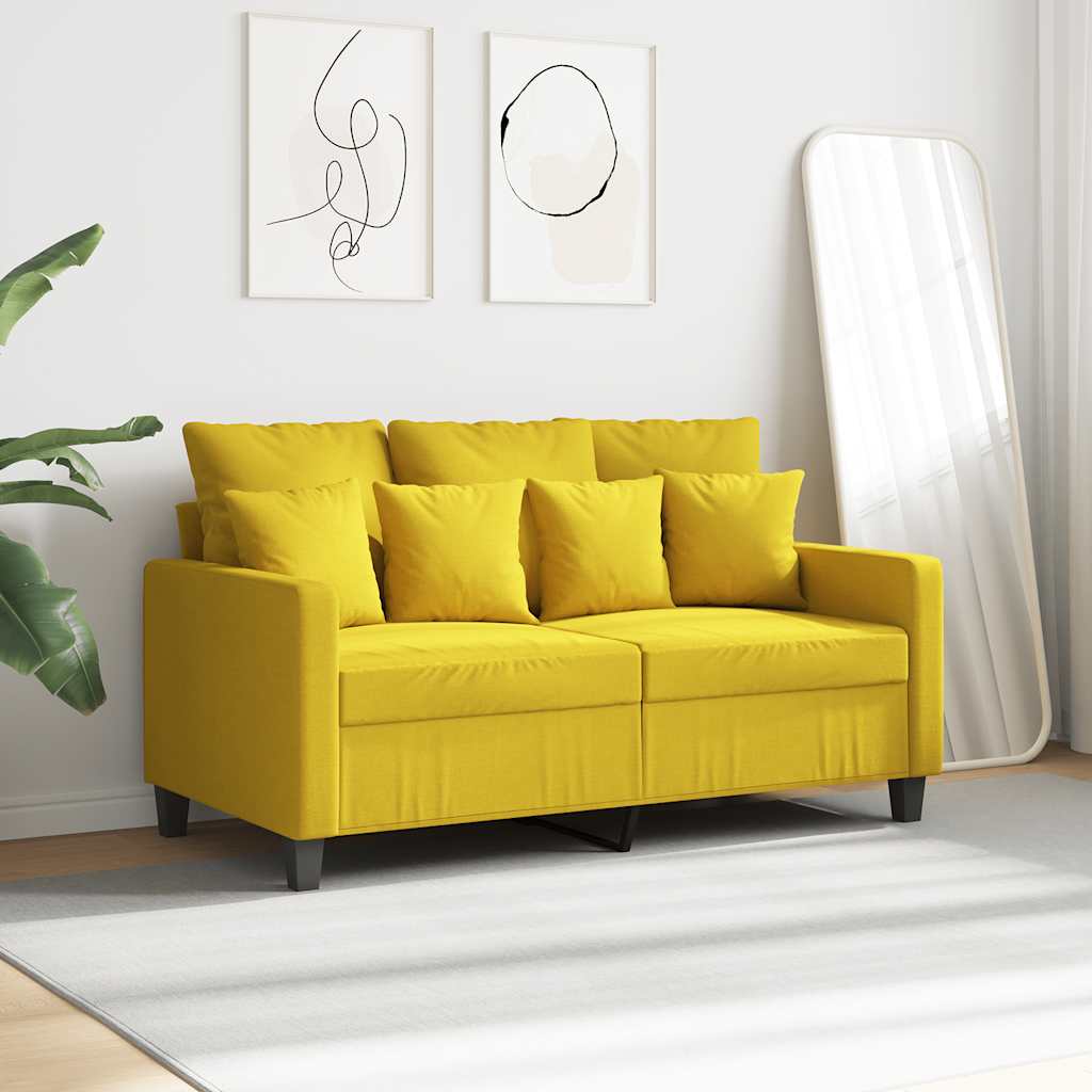 Divano a 2 Posti Giallo Chiaro 120 cm in Tessuto | homemem39