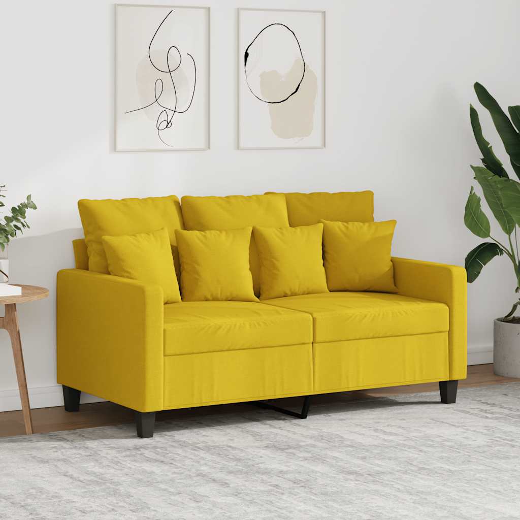Divano a 2 Posti Giallo Chiaro 120 cm in Tessuto | homemem39