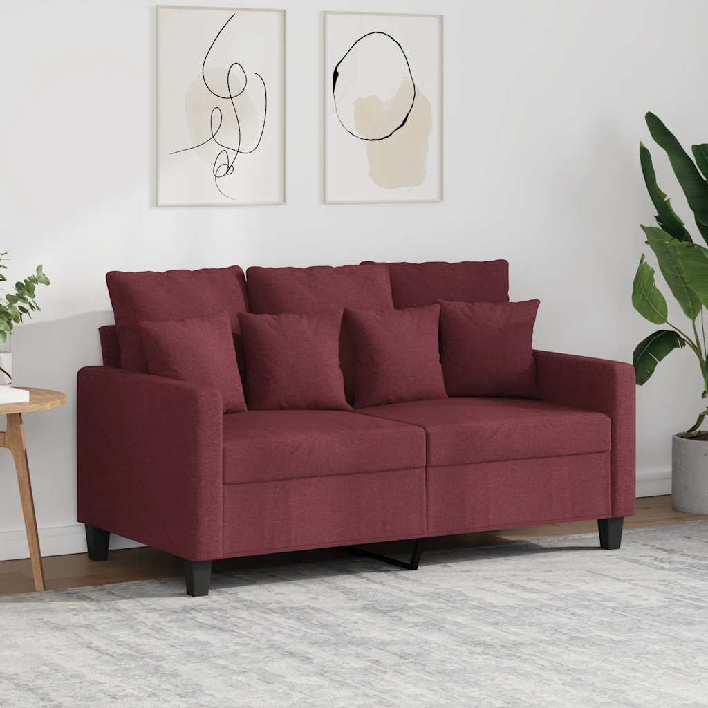 Divano a 2 Posti Rosso Vino 120 cm in Tessuto | homemem39