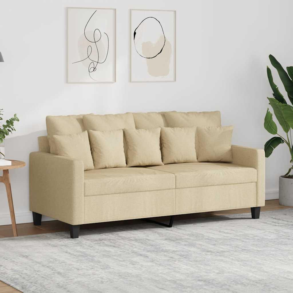 Divano a 2 Posti Crema 140 cm in Tessuto | homemem39
