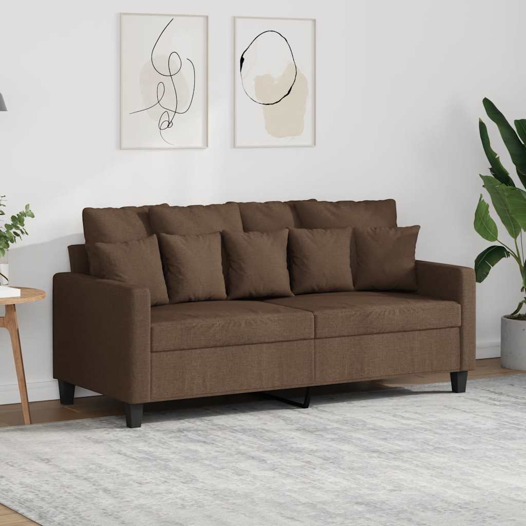 Divano a 2 Posti Marrone 140 cm in Tessuto | homemem39