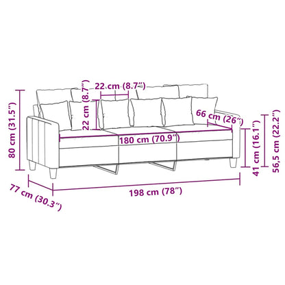 Divano a 3 Posti Grigio Chiaro 180 cm in Tessuto - homemem39