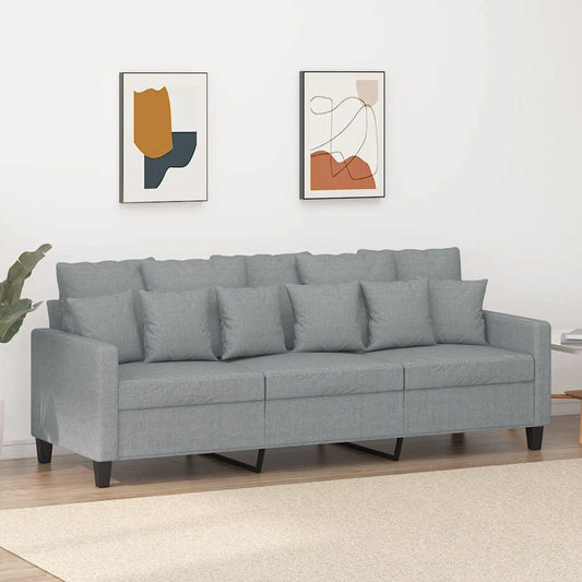 Divano a 3 Posti Grigio Chiaro 180 cm in Tessuto - homemem39