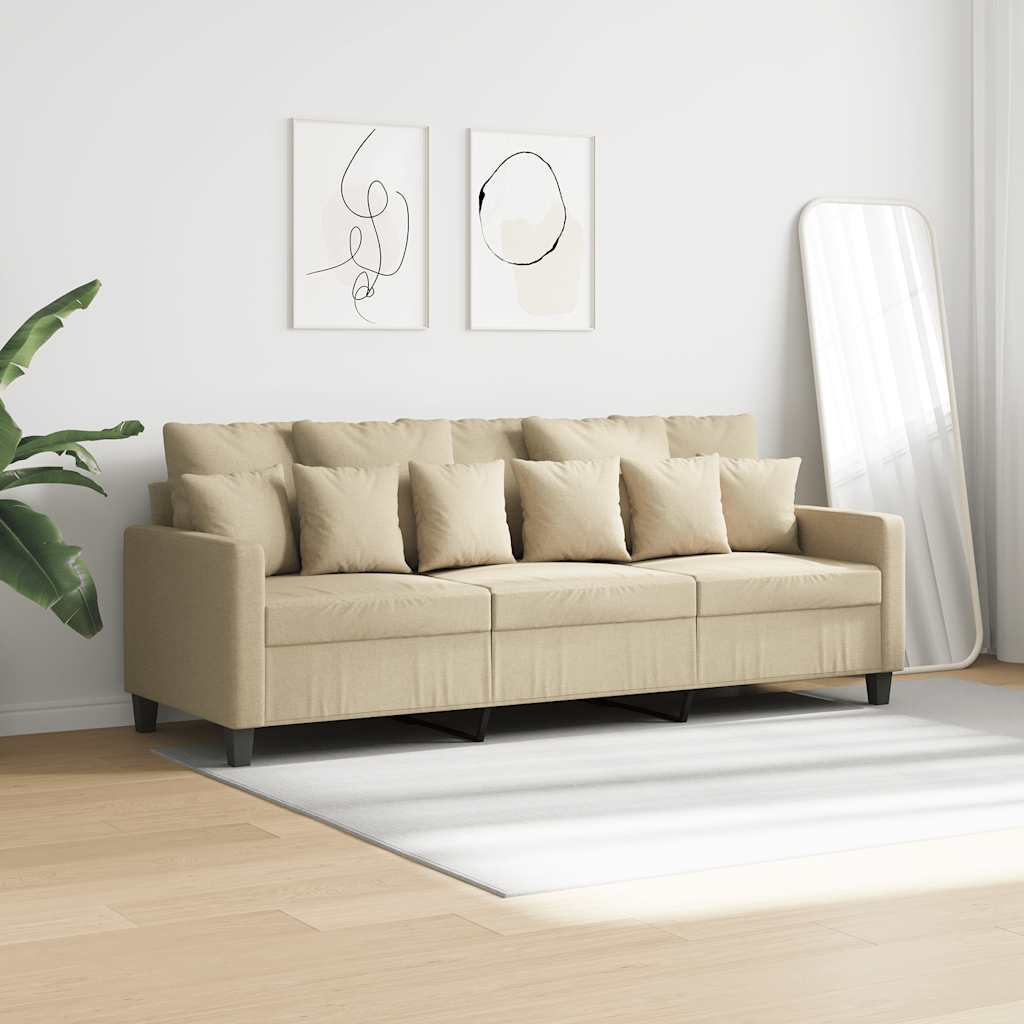 Divano a 3 Posti Crema 180 cm in Tessuto | homemem39