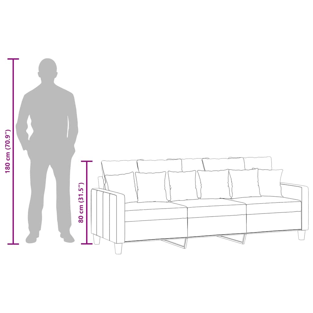 Divano a 3 Posti Crema 180 cm in Tessuto | homemem39