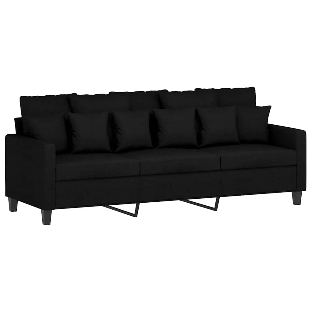 Divano a 3 Posti Nero 180 cm in Tessuto | homemem39