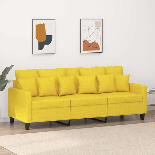 Divano a 3 Posti Giallo Chiaro 180 cm in Tessuto - homemem39